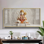 Lord Hanuman Glass Finish Horizontal Wall Art