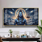 Mediating Bhole Nath Glass Finish Horizontal Wall Art