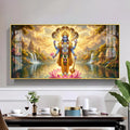 Lord Vishnu Glass Finish Horizontal Wall Art