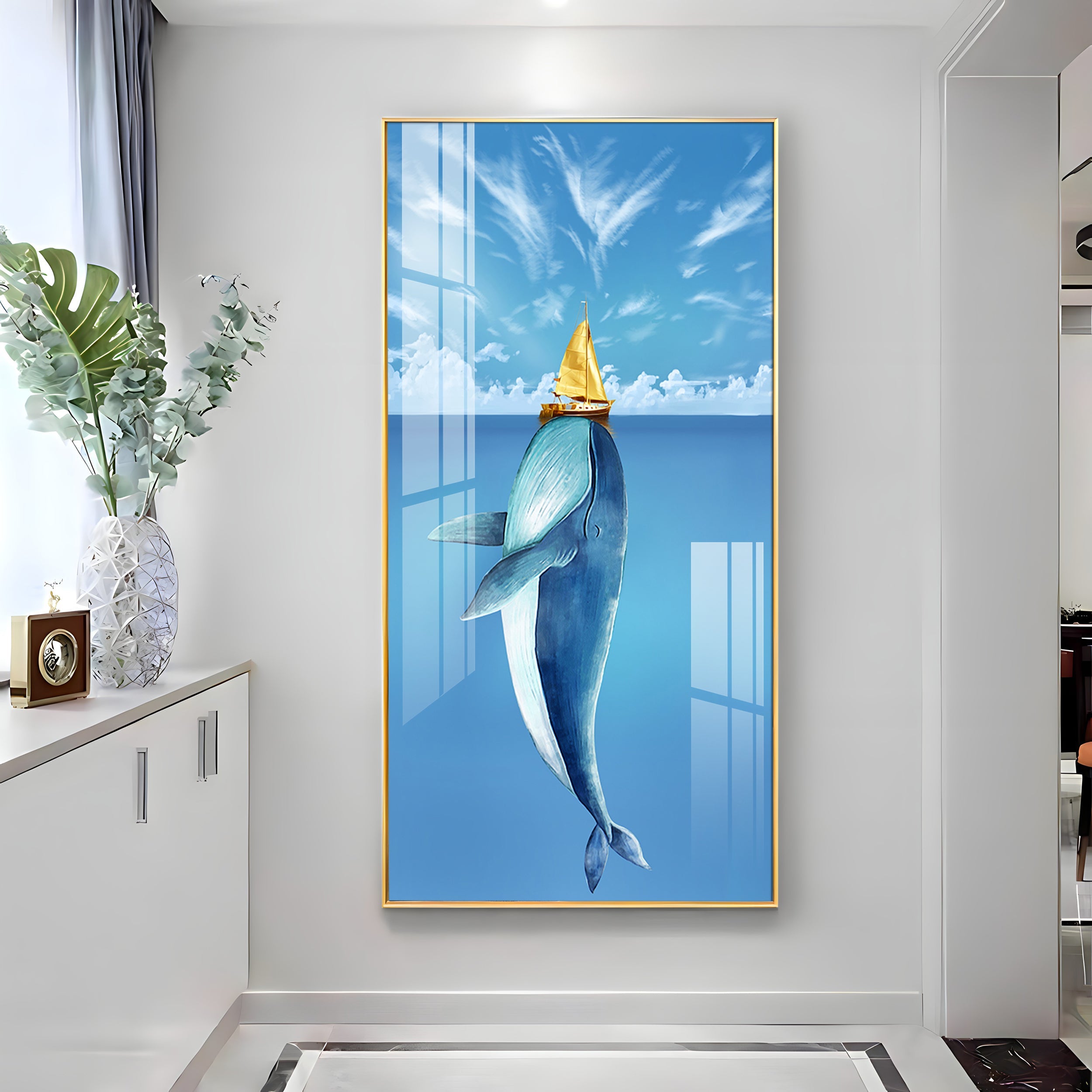 Cartoon Whale Premium Acrylic Vertical Wall Art