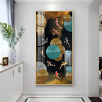 Abstract Rings & Goldfish Premium Acrylic Vertical Wall Art