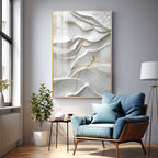 Golden Threaded White Surface Premium Acrylic Vertical Wall Art