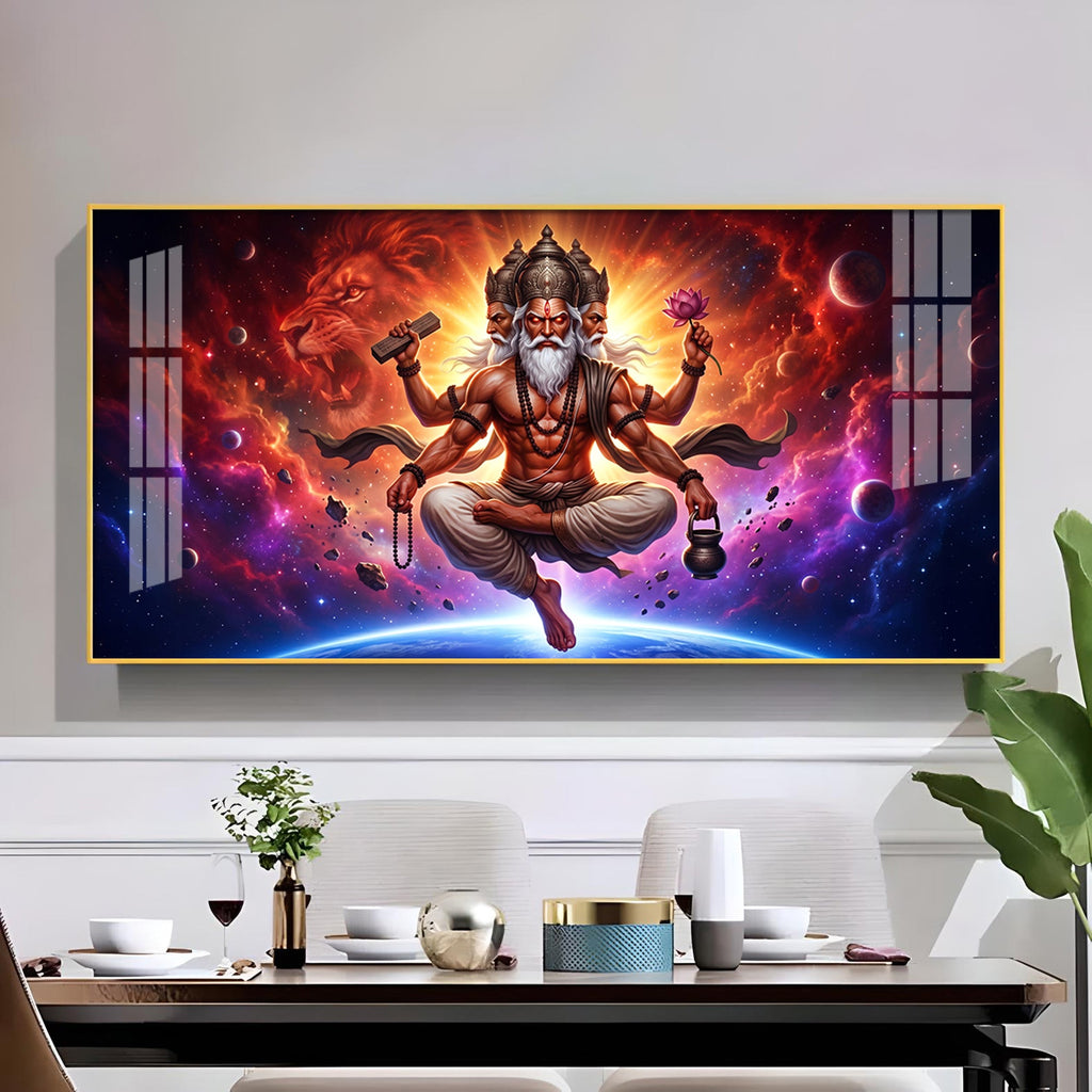 God Brahma Glass Finish Horizontal Wall Art