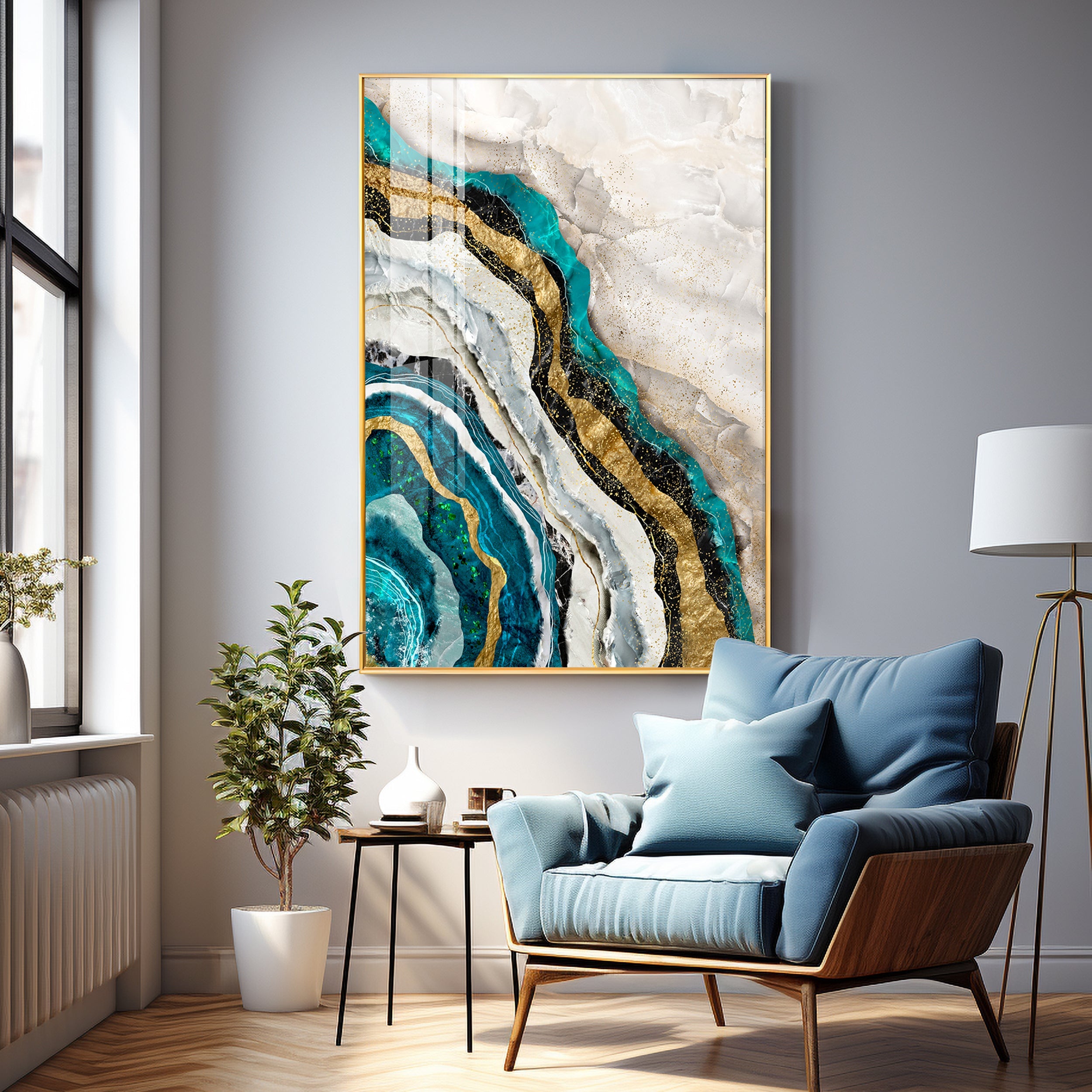 Timeless Striped Elegance Premium Acrylic Vertical Wall Art