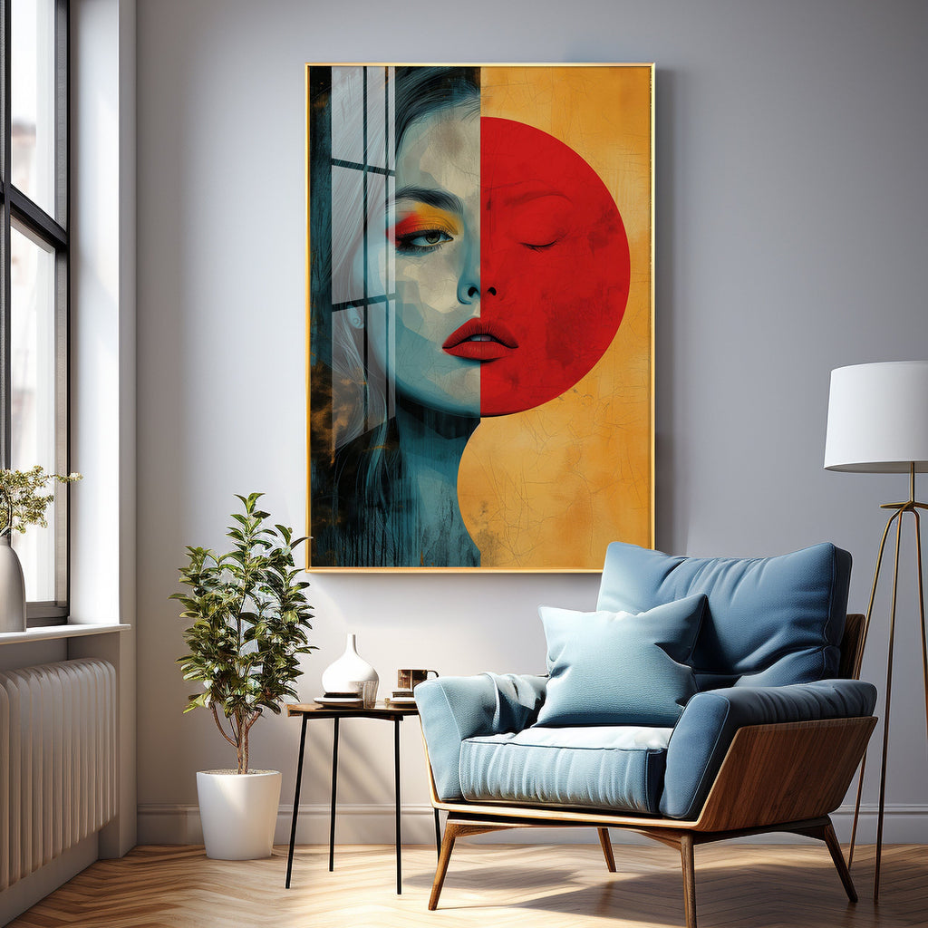 Abstract Serenity Modern Woman Premium Acrylic Vertical Wall Art