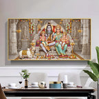 Shiv Parivar Glass Finish Horizontal Wall Art