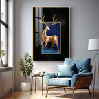 Majestic Golden Deer Premium Acrylic Vertical Wall Art