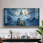 Mahadev In Kedarnath Glass Finish Horizontal Wall Art