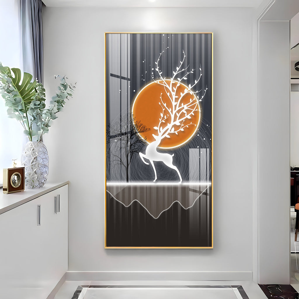 Luminious Deer Premium Acrylic Vertical Wall Art