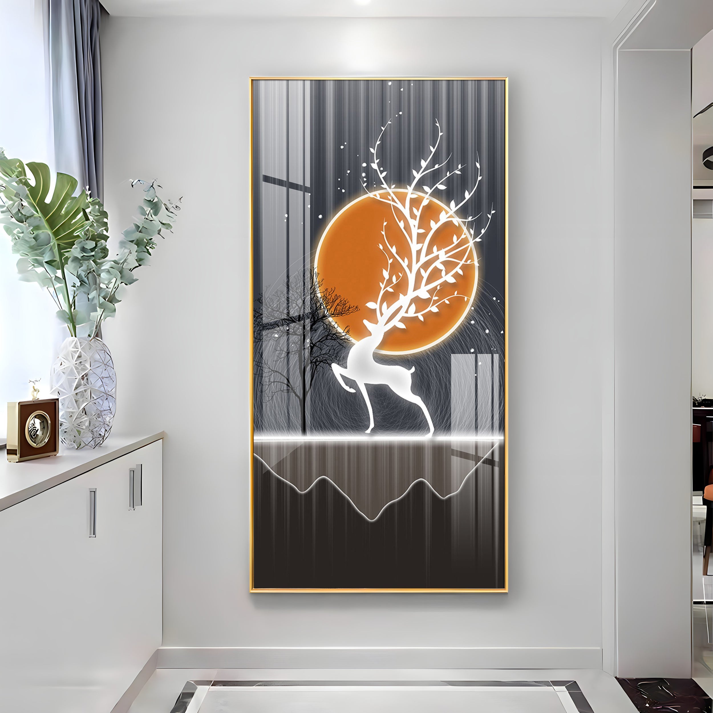 Luminious Deer Premium Acrylic Vertical Wall Art