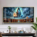 Bhole Baba Mahadev Glass Finish Horizontal Wall Art