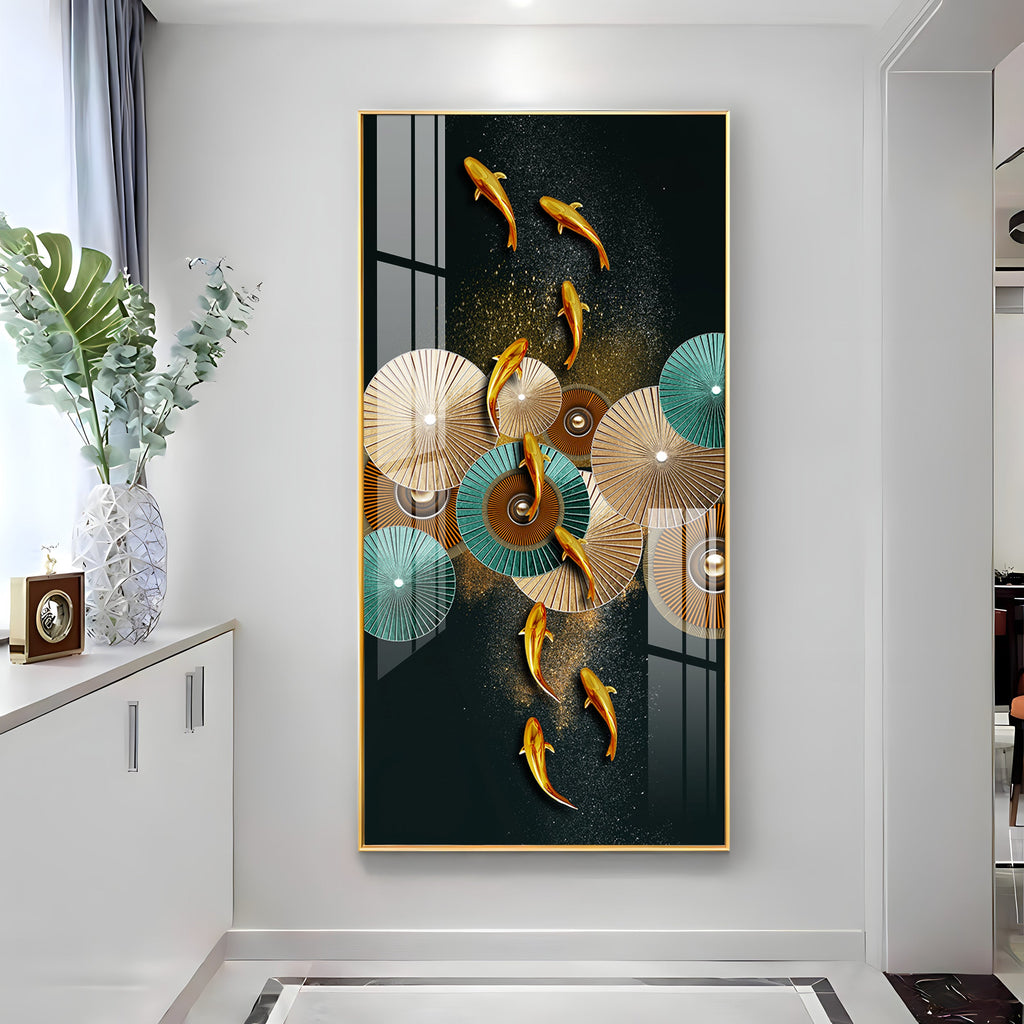 Serene Koi Fish Premium Acrylic Vertical Wall Art
