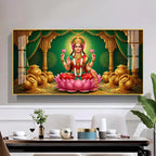 Lakshmi Mata Glass Finish Horizontal Wall Art