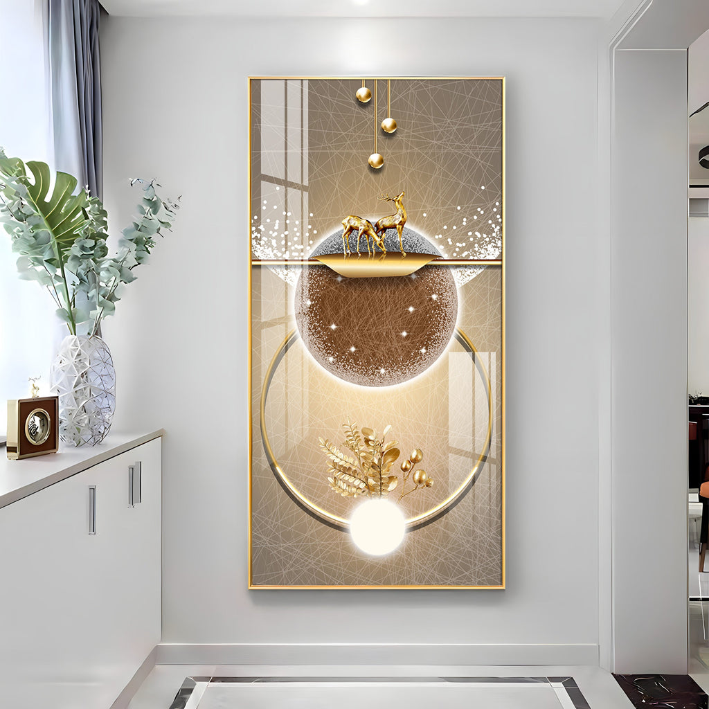 Golden Elegance Hallway Premium Acrylic Vertical Wall Art
