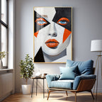 Woman With Orange Lips Premium Acrylic Vertical Wall Art