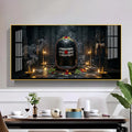Mahadev Shivling Divine Aura Glass Finish Horizontal Wall Art