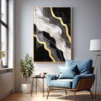 Golden Veins on Black Premium Acrylic Vertical Wall Art