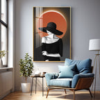 Glow Of Modern Girl In Hat Premium Acrylic Vertical Wall Art
