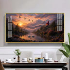 Vibrant Sunrise Glass Finish Horizontal Wall Art
