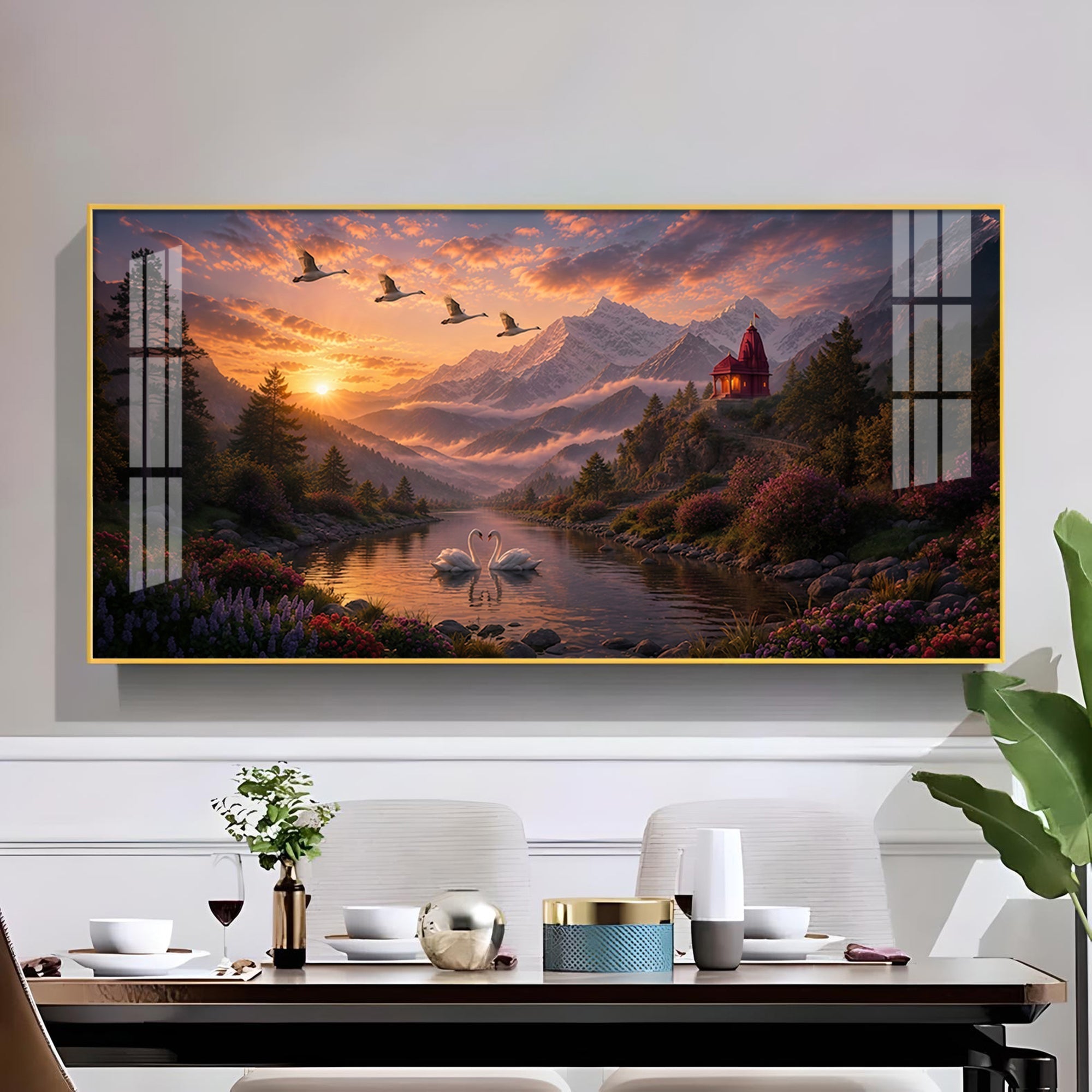 Vibrant Sunrise Glass Finish Horizontal Wall Art