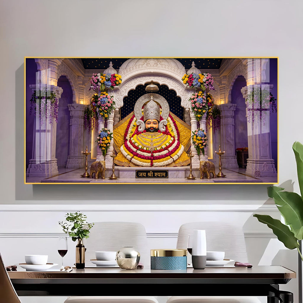Lord Khatu Shyam ji Glass Finish Horizontal Wall Art