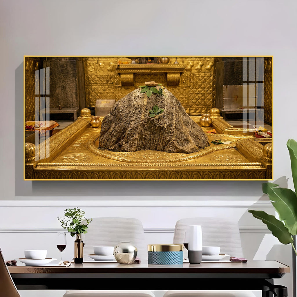 Kedarnath Jyotirlinga Glass Finish Horizontal Wall Art