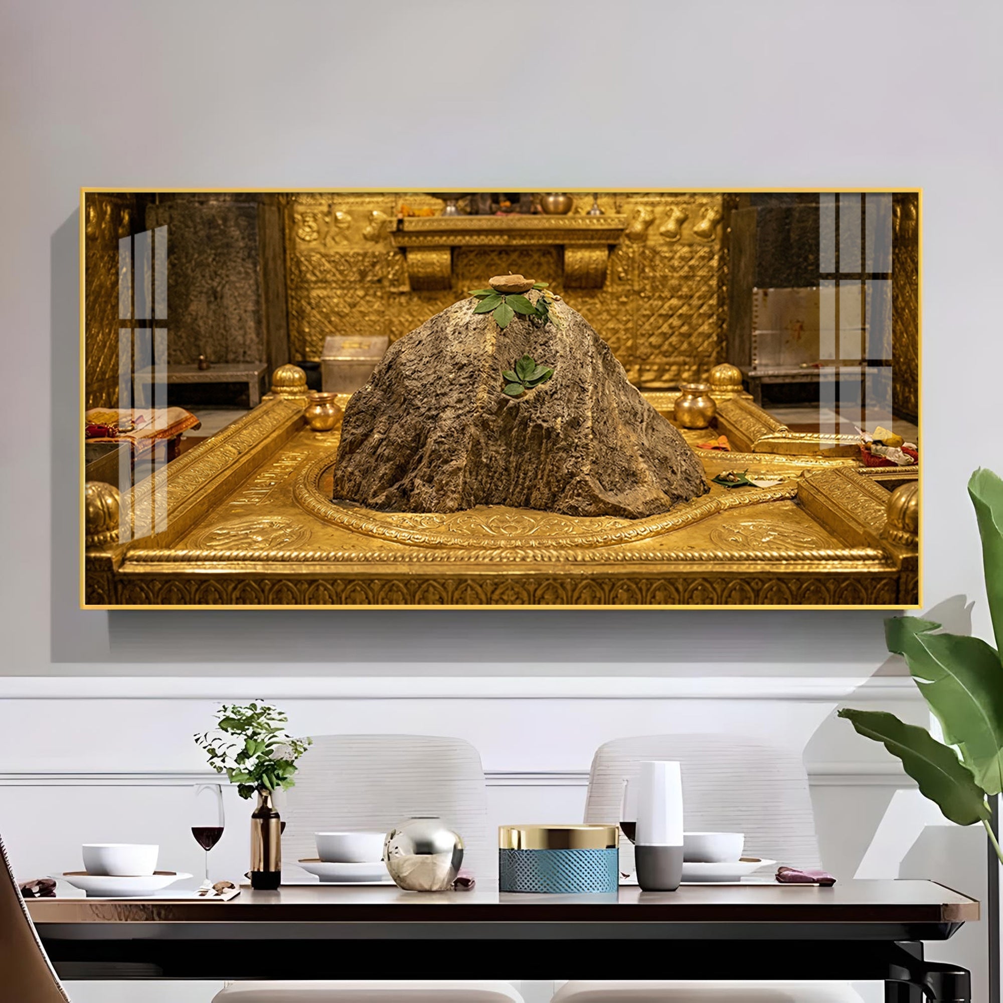 Kedarnath Jyotirlinga Glass Finish Horizontal Wall Art