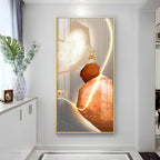 Golden Deer With Orange Rock Premium Acrylic Vertical Wall Art