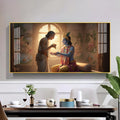 Shree Krishna With Sudama Ji Glass Finish Horizontal Wall Art