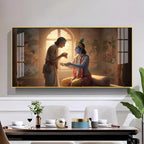 Shree Krishna With Sudama Ji Glass Finish Horizontal Wall Art