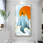 Black Deer On Mountains Premium Acrylic Vertical Wall Art