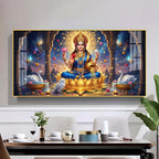 Maa Laxmi Glass Finish Horizontal Wall Art