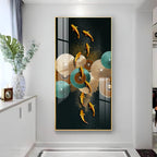 Koi Fish & Fan Designs Premium Acrylic Vertical Wall Art