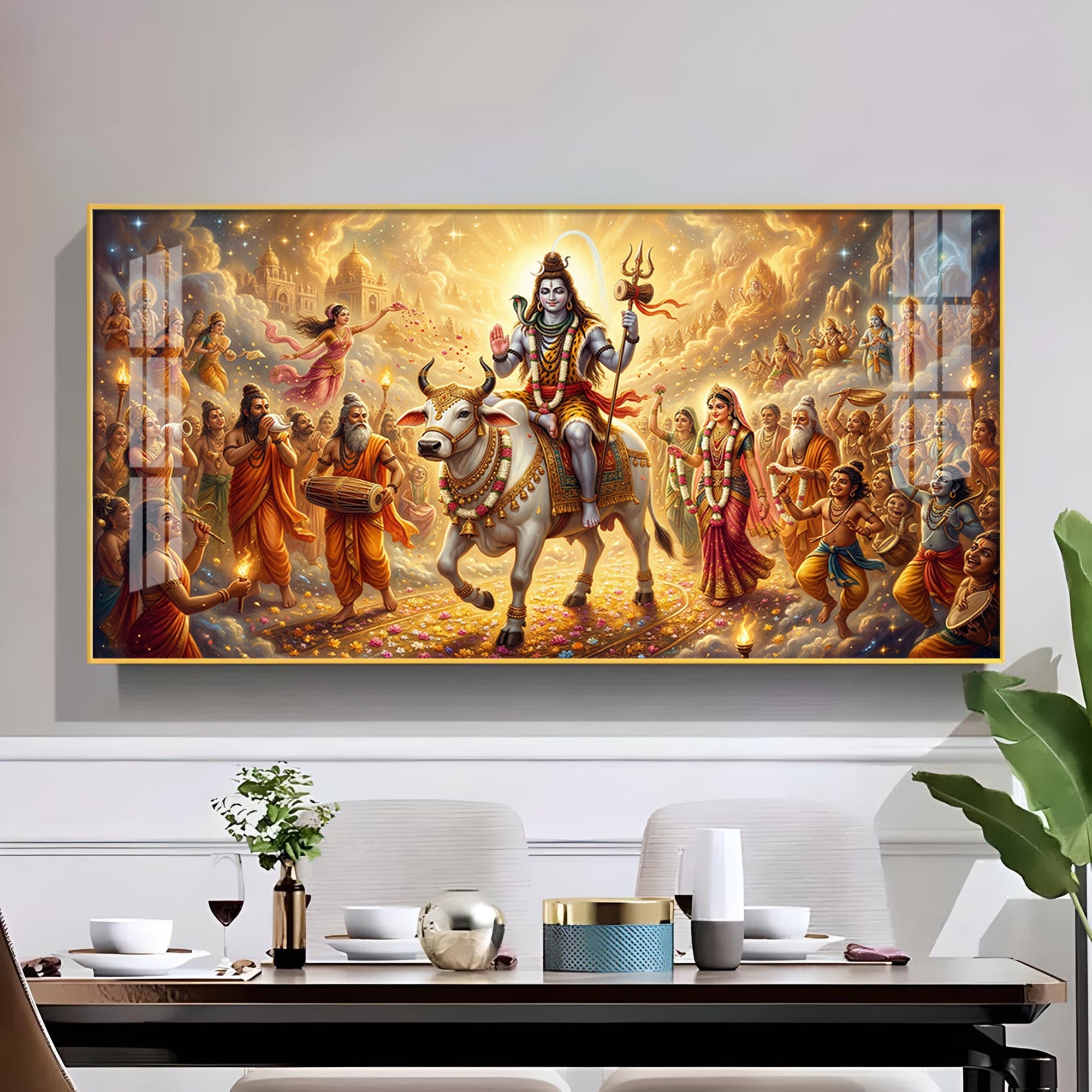 HC HC Mahadev Shambhu Glass Finish Horizontal Wall Art