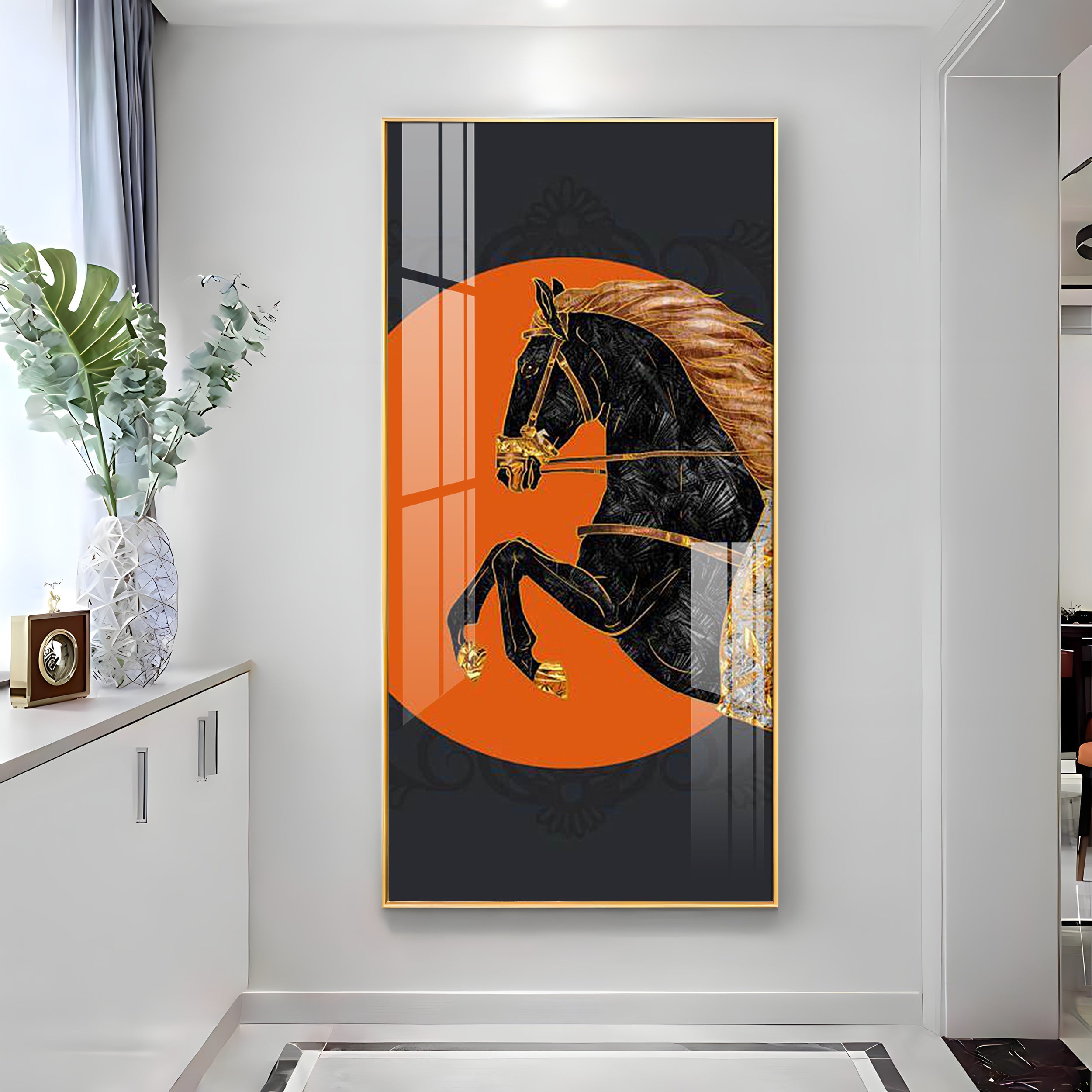 Black Horse Premium Acrylic Vertical Wall Art