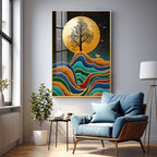 Tree and Deer in Harmony Premium Acrylic Vertical Wall Art