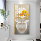 Golden Tree Nature's Embrace Premium Acrylic Vertical Wall Art