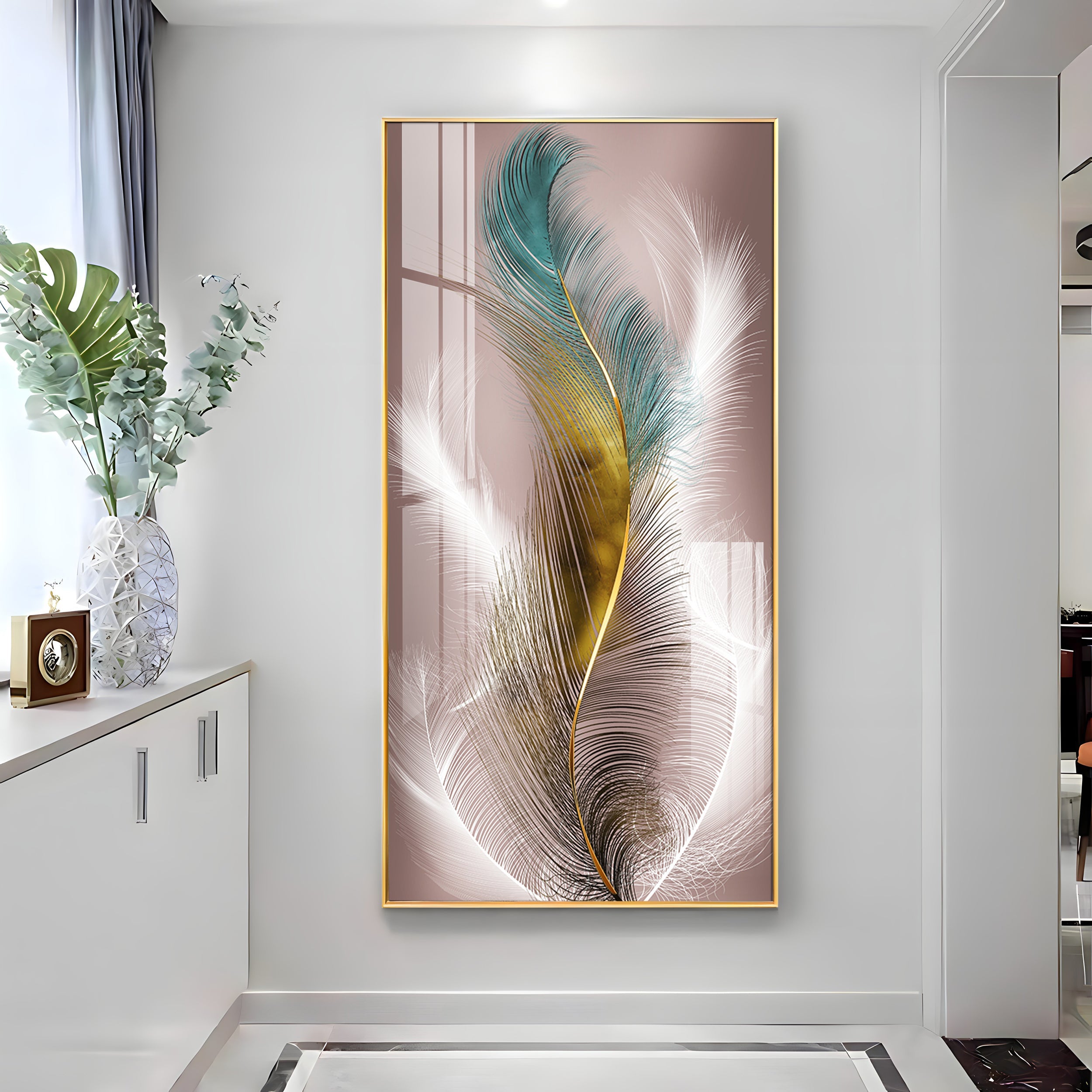 Abstract Feather Premium Acrylic Vertical Wall Art