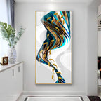 Rich Golden Carp School of Fish Premium Acrylic Vertical Wall Art