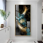 Blue Horse With Abstract Background Premium Acrylic Vertical Wall Art