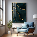 Golden Wave Fusion Premium Acrylic Vertical Wall Art
