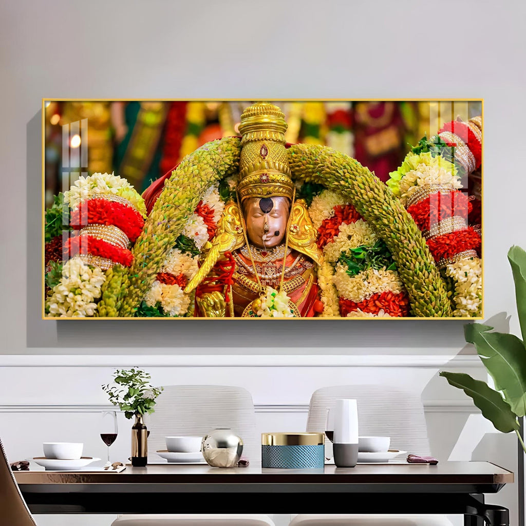 Goddess Meenakshi Amman Glass Finish Horizontal Wall Art