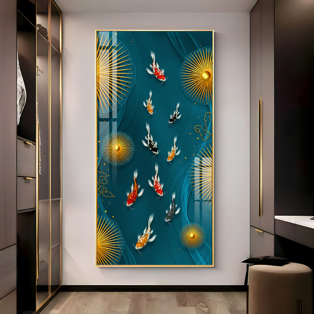 Feng Shui Koi Fish Premium Acrylic Vertical Wall Art