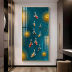 Feng Shui Koi Fish Premium Acrylic Vertical Wall Art