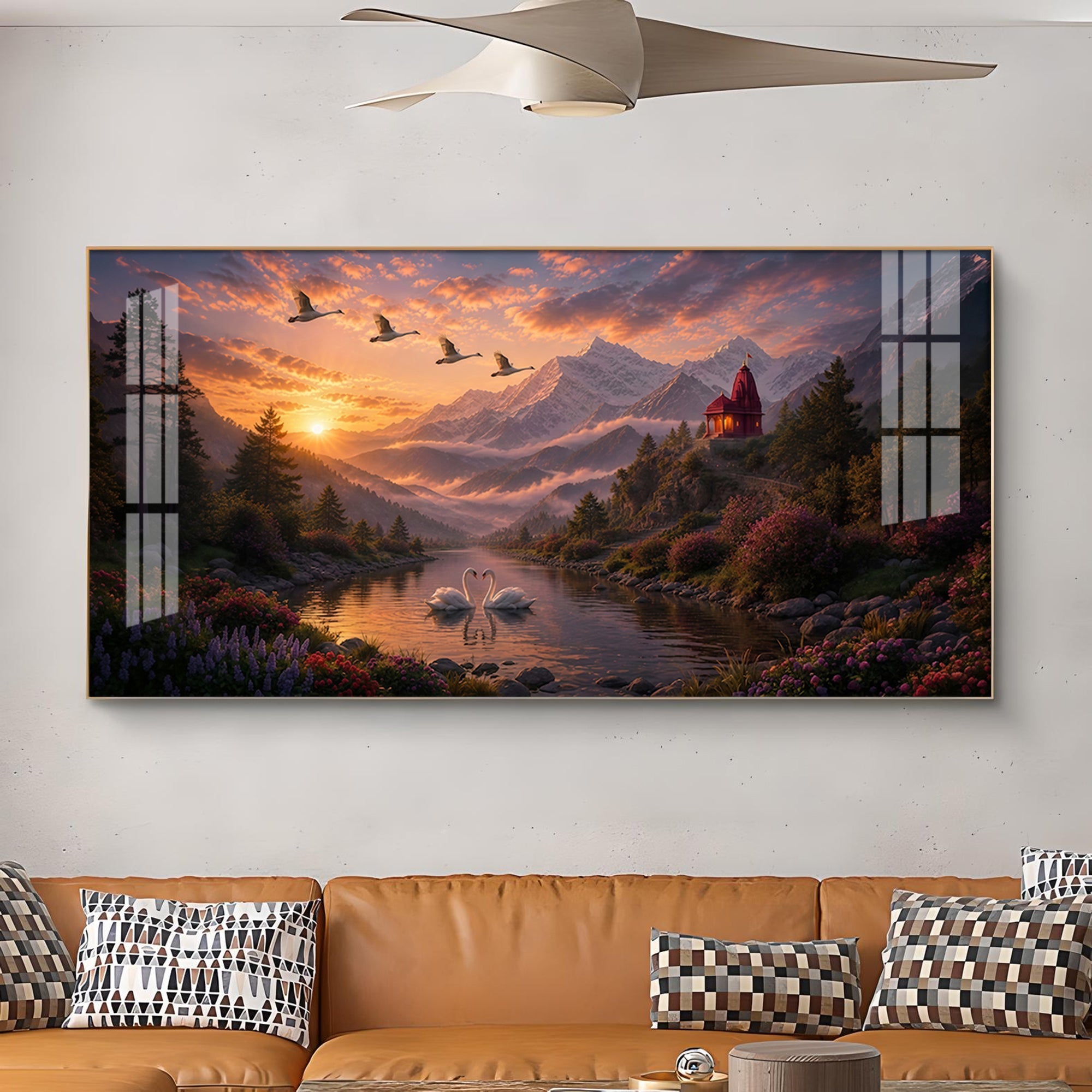 Vibrant Sunrise Glass Finish Horizontal Wall Art