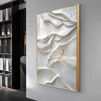 Golden Threaded White Surface Premium Acrylic Vertical Wall Art