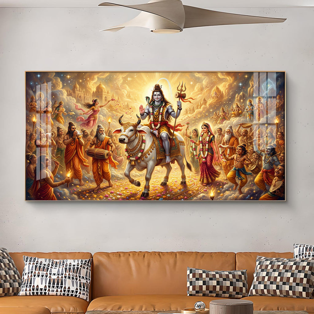 HC HC Mahadev Shambhu Glass Finish Horizontal Wall Art