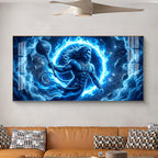 Depicts Lord Hanuman Glass Finish Horizontal Wall Art