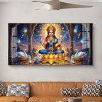 Maa Laxmi Glass Finish Horizontal Wall Art
