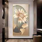 Modern Metal Sunflower Premium Acrylic Vertical Wall Art
